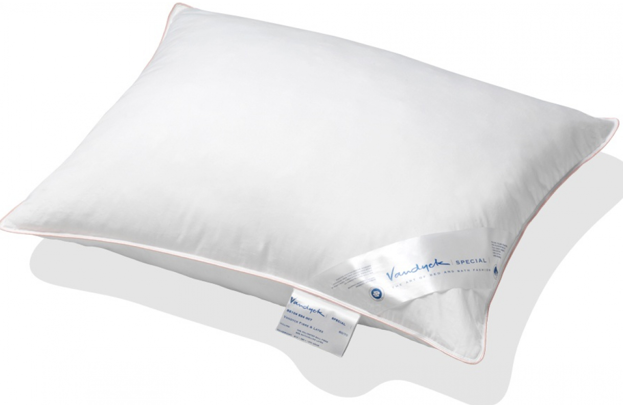 Pude med kuglefiber og latex - Hvid label